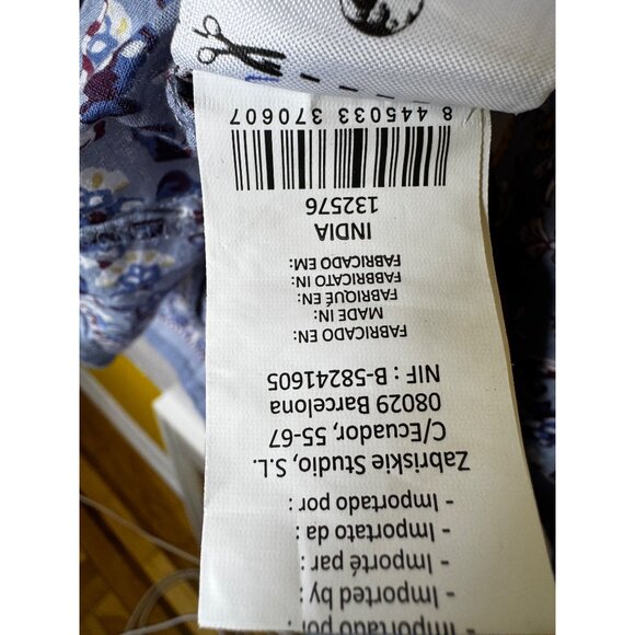 Floral Natura Womens 100% Cotton Blouse Medium Blue/Yellow Boho Hippie top cute - Picture 5 of 7